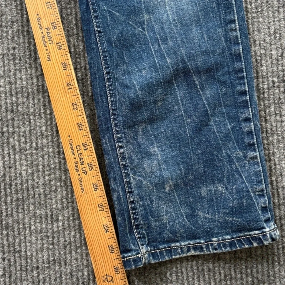 Encrypted Jeans Mens 42 Blue Distressed Whiskered Straight Leg Denim Streetwear